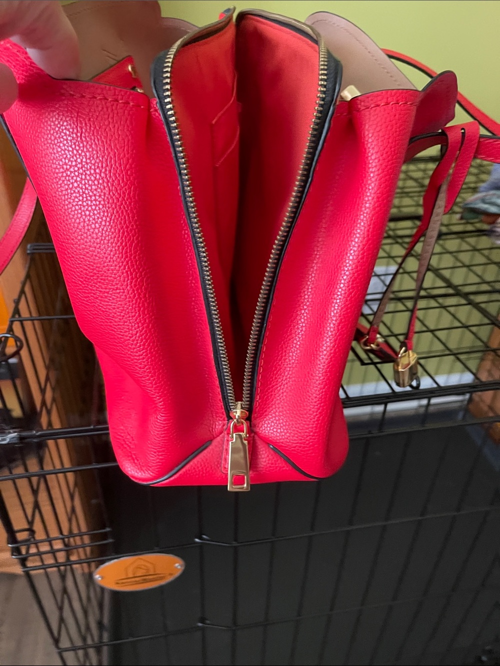 Marc Jacobs Bright Red Leather Satchel with Gold Accents - Picture 11 of 15